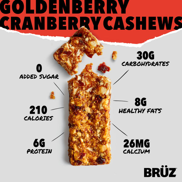 GOLDENBERRY CRANBERRY CAHEWS (BOX of 12 Bars)